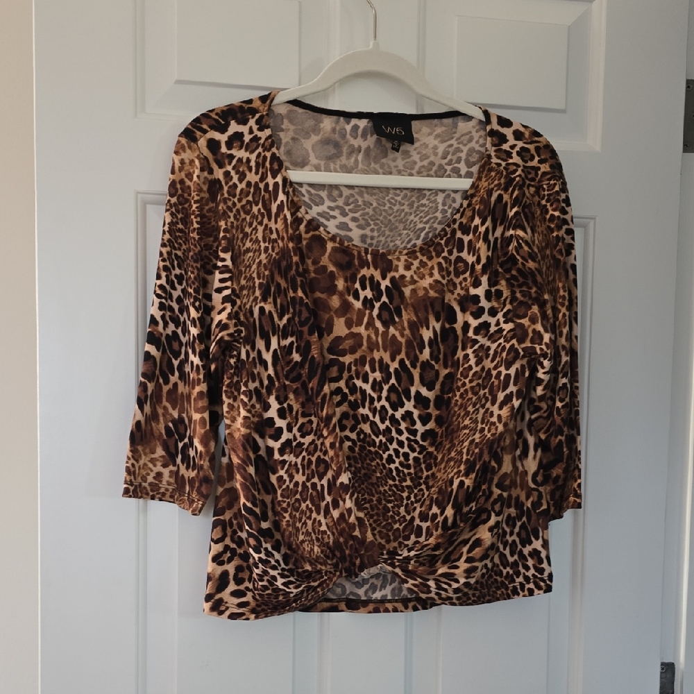 W5: Leopard Print Blouse - Brown